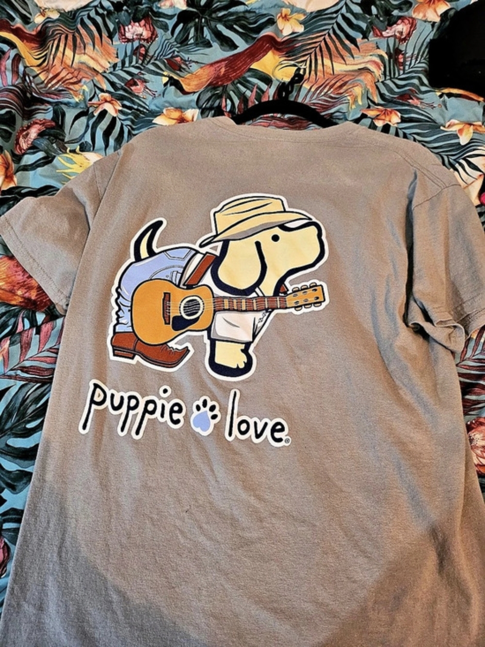 Puppie Love Country Music Pup Tee Graphic Short Sleeve Size Large